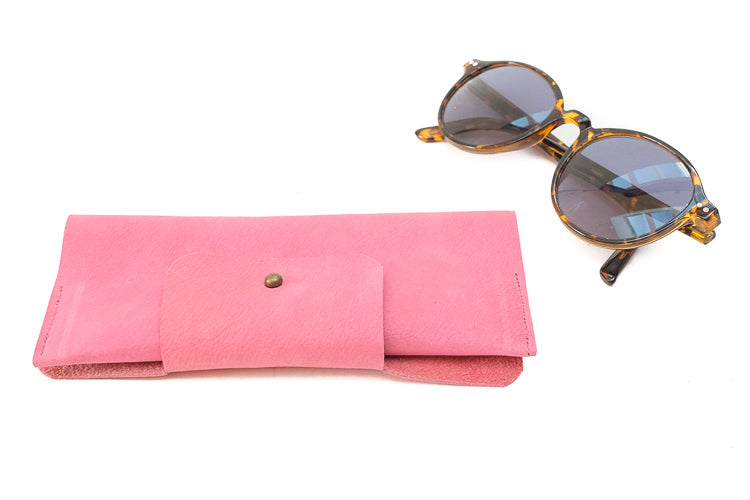 Pink glass leather case 