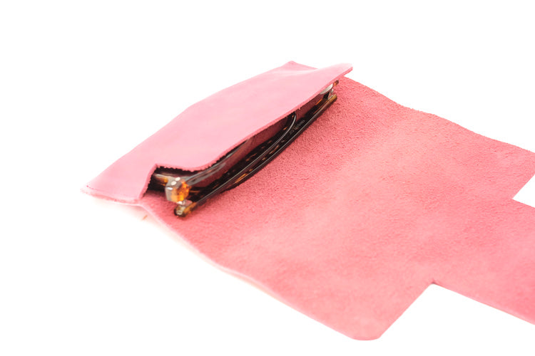 Pink glass leather case 