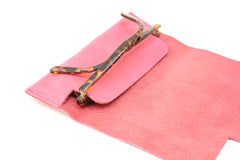 Etui lunettes cuir rose