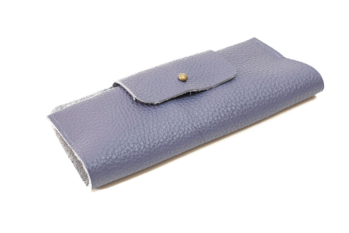 Etui à lunettes en cuir bleu 