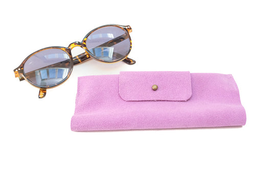 Pink suede glass case 
