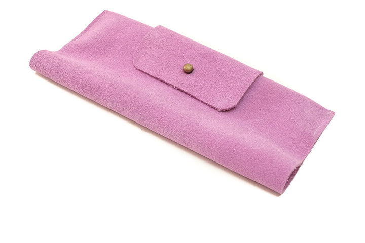 Pink suede glass case 