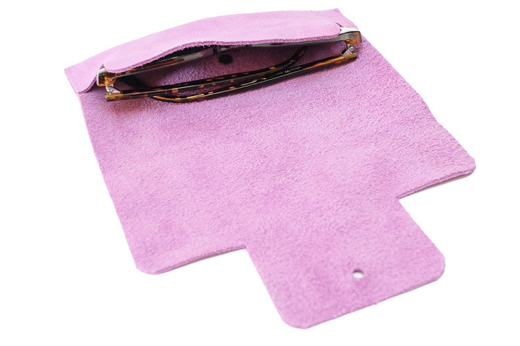 Pink suede glass case 
