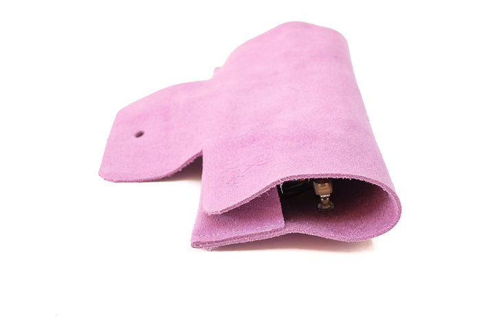 Pink suede glass case 