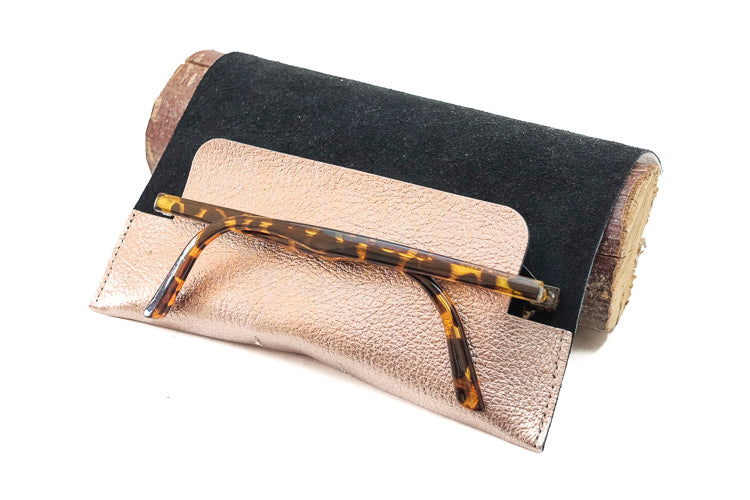 Bright leather glass case