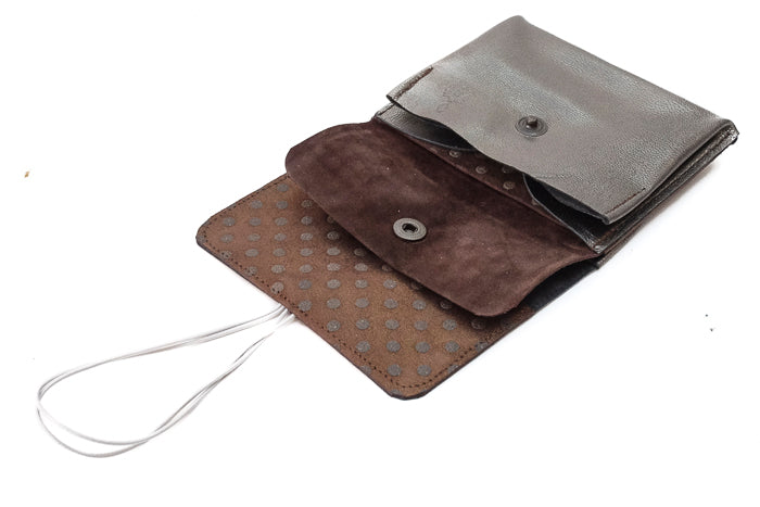 Grand porte-monnaie en cuir bronze