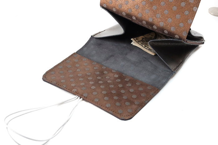 Grand porte-monnaie en cuir bronze