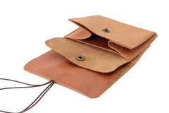 Grand porte-monnaie en cuir brun