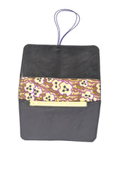Minimalist brown dark Pamilacan wallet interior showing slots for 6 to 7 cards and matching fabric lining.
