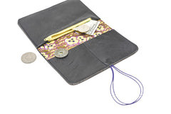 Minimalist brown dark Pamilacan wallet interior showing slots for 6 to 7 cards and matching fabric lining.