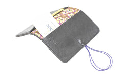Minimalist brown dark Pamilacan wallet interior showing slots for 6 to 7 cards and matching fabric lining.