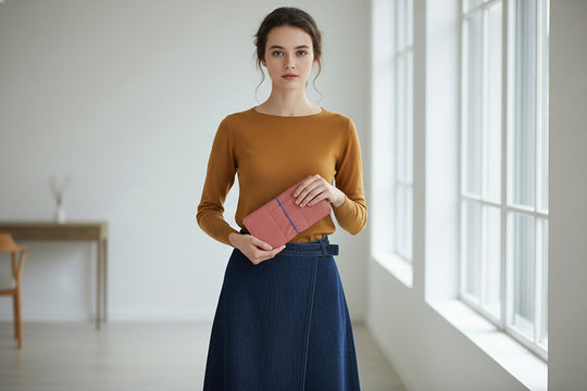 Porte-chéquier en cuir rouge