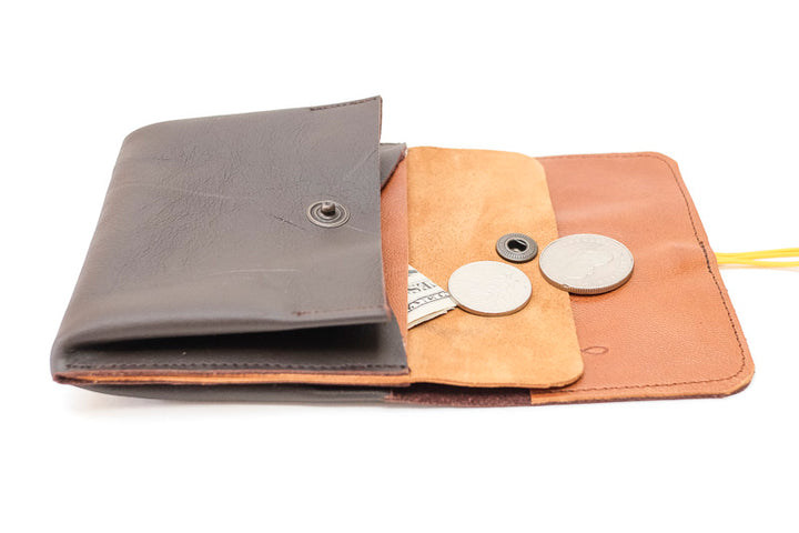 Large brown leather purse