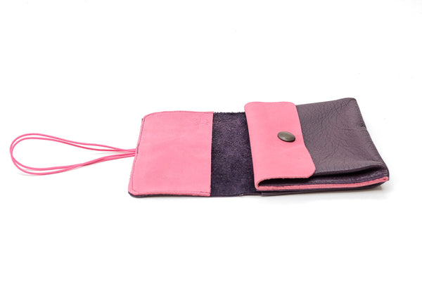 porte monnaie prune en cuir