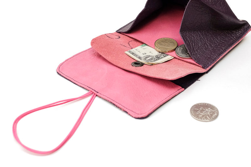 Large purple leather purse