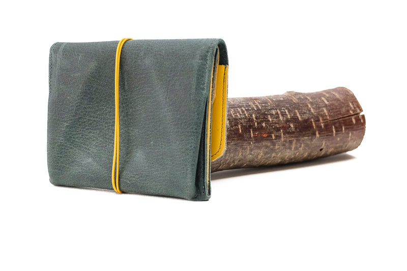 Large leather green wallet