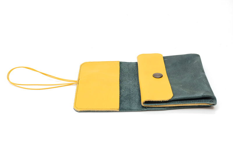 Large leather green wallet