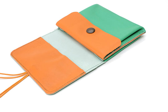 Large green leather purse