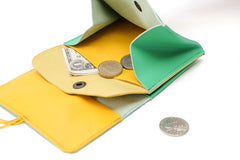 Porte monnaie cuir vert