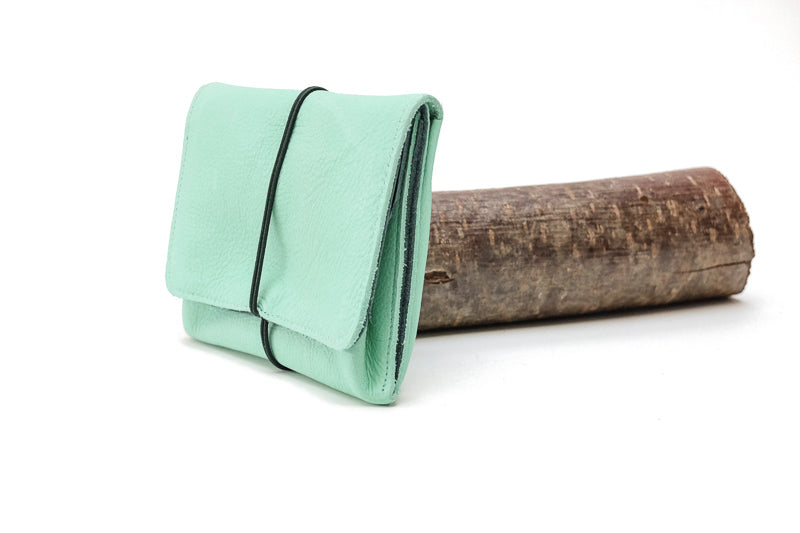 Large leather green wallet