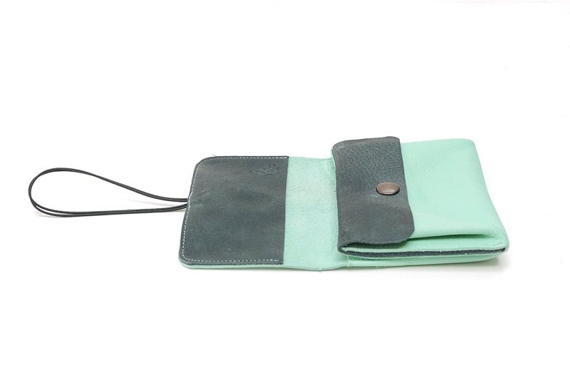 Large leather green wallet