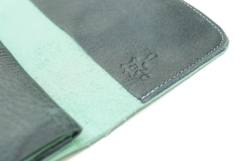 Large leather green wallet