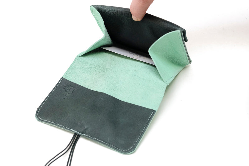 Large leather green wallet