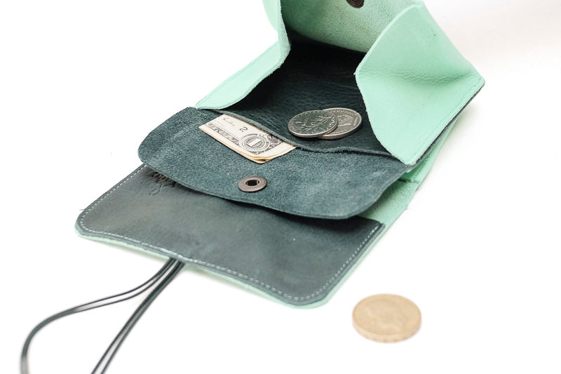 Large leather green wallet