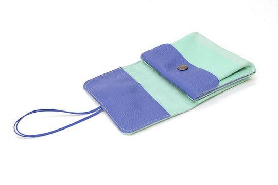 Large green leather purse