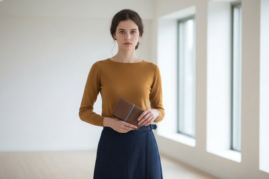 Portefeuille en cuir marron artisanal