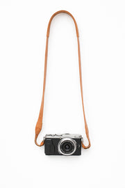 Sangle appareil photo en cuir camel clair 90cm