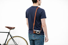 Sangle appareil photo en cuir camel 110 cm