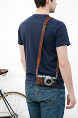 Sangle appareil photo en cuir camel 90 cm