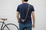Sangle appareil photo longue cuir marron