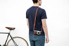 Sangle appareil photo en cuir camel 90 cm