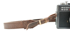 Sangle appareil photo longue cuir marron
