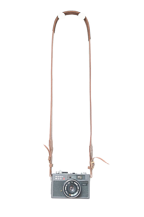 Sangle appareil photo longue cuir marron