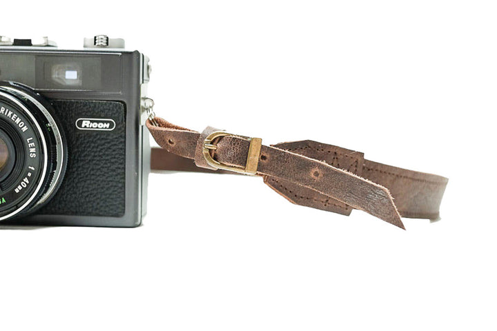 Sangle appareil photo longue cuir marron