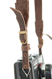 Sangle appareil photo longue cuir marron
