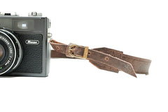 Sangle appareil photo longue cuir marron