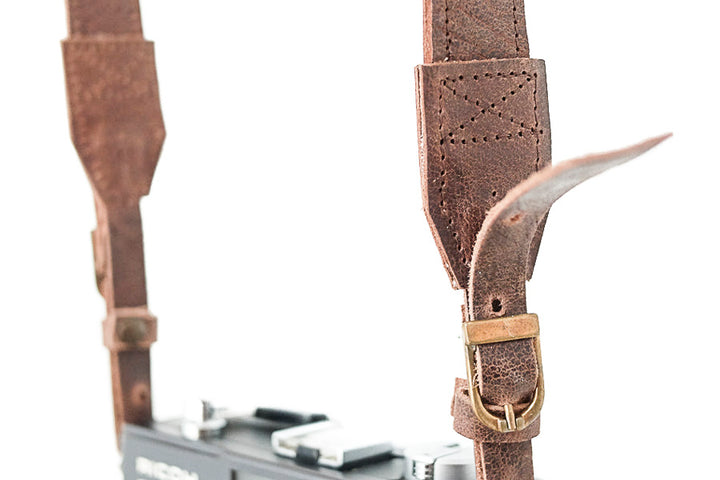 Sangle appareil photo longue cuir marron