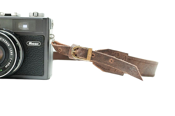 Sangle appareil photo longue cuir marron