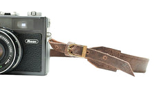 Sangle appareil photo longue cuir marron
