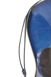 Sangle de guitare en cuir bleu