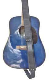 Sangle de guitare en cuir bleu