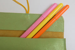 Leather pencil case green