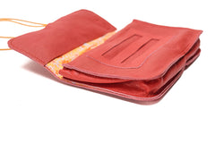 Etui à tabac en cuir rouge recyclé
