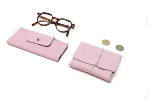 set purse pink glass case 