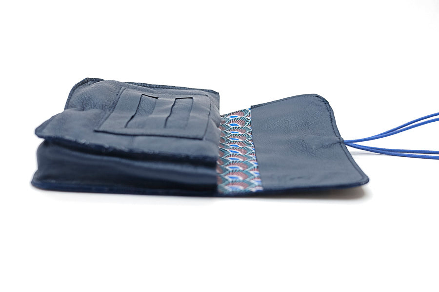 tobacco blue leather color pouch