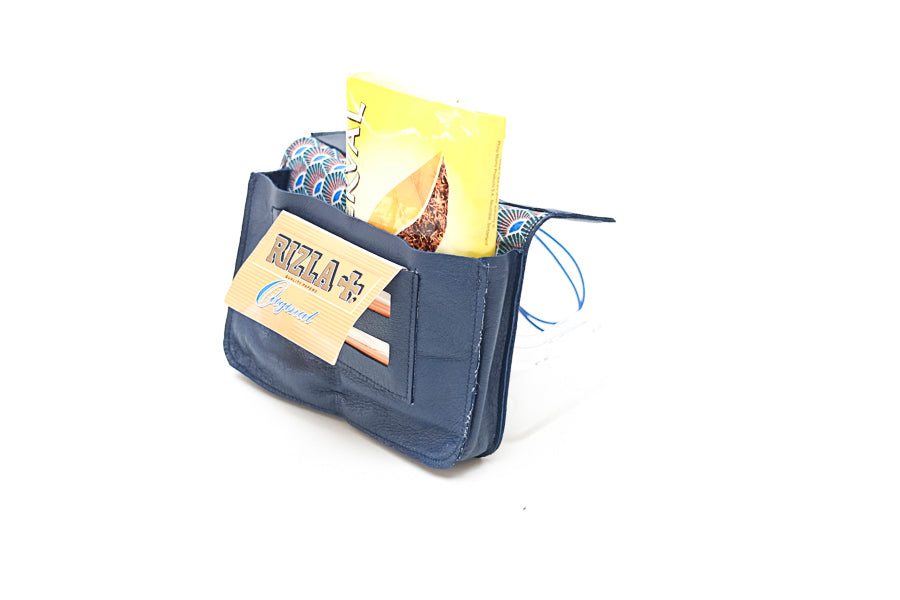 tobacco blue leather color pouch